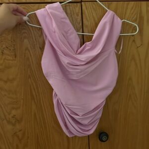 Zara Pink Gathered Off-Shoulder Top